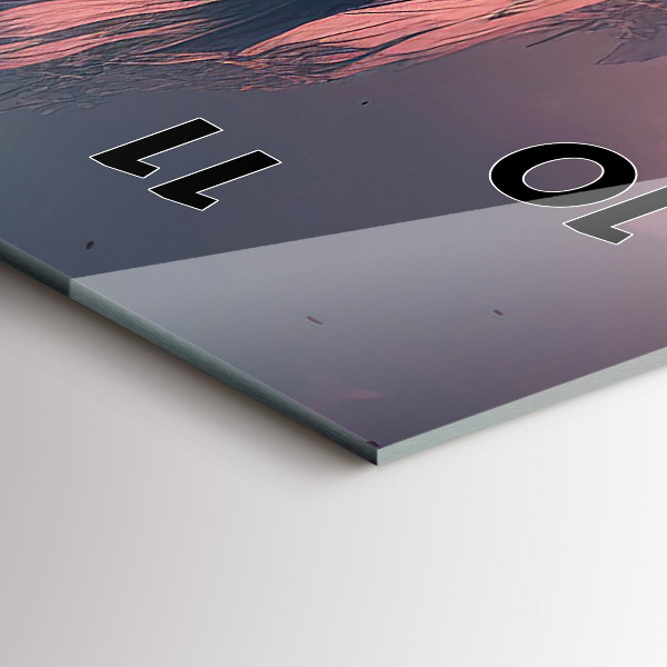 Ceas vertical de perete din sticlă Pădure și munți magici