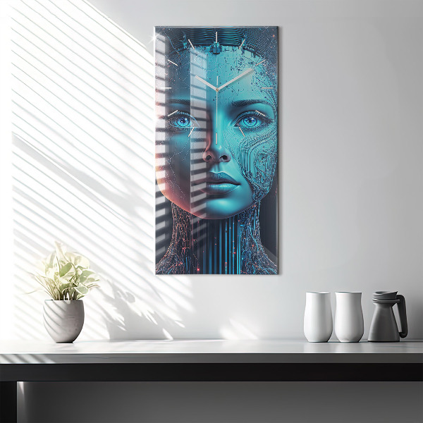 Ceas vertical de perete din sticlă Inteligenţă artificială