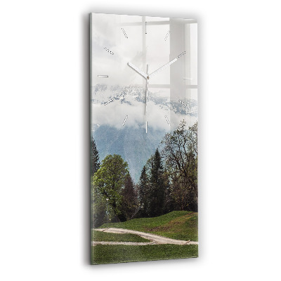 Ceas vertical de perete din sticlă Vedere la munte
