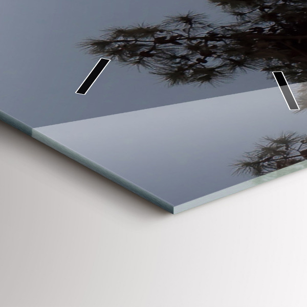 Ceas vertical de perete din sticlă Semiluna și copaci