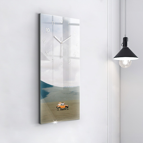 Ceas vertical de perete din sticlă Vehicul în deșertul Kamchatka