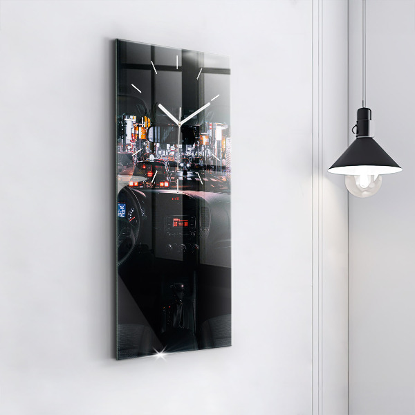 Ceas vertical de perete din sticlă Mașină în Tokyo