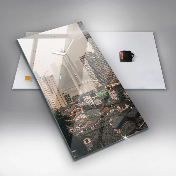 Ceas vertical de perete din sticlă Orașul vechi Chongqing