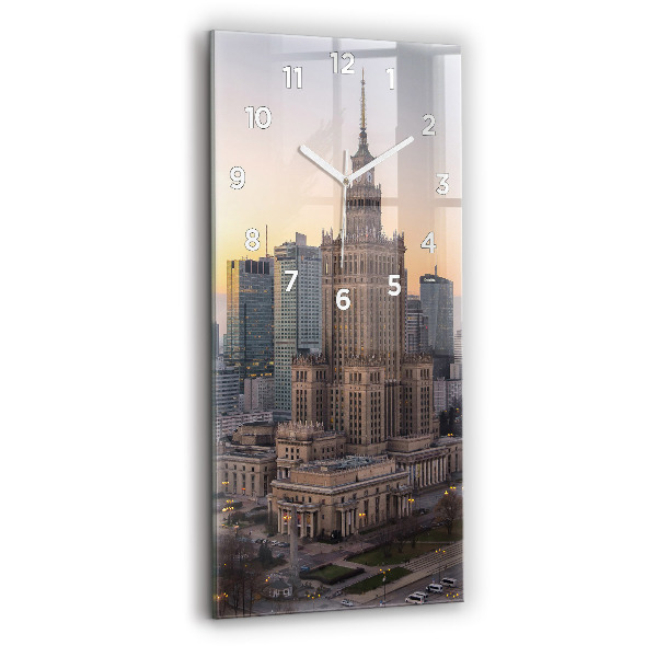 Ceas vertical de perete din sticlă Panorama Varșoviei