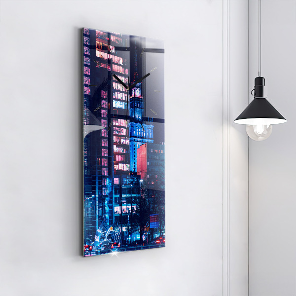 Ceas vertical de perete din sticlă Varșovia noaptea