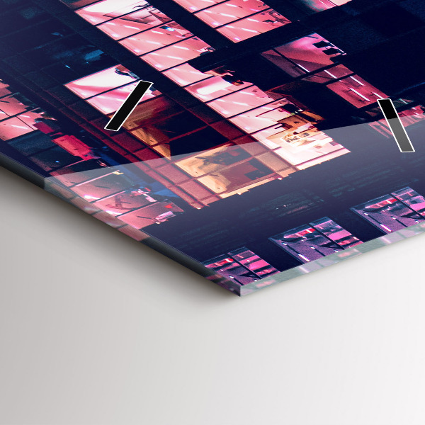 Ceas vertical de perete din sticlă Varșovia noaptea