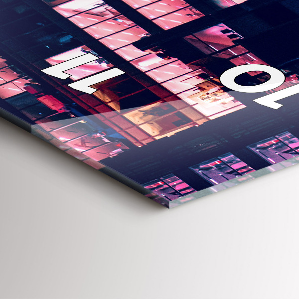 Ceas vertical de perete din sticlă Varșovia noaptea