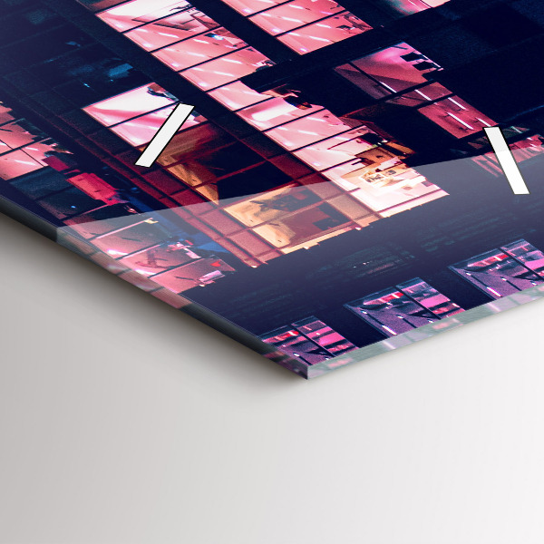 Ceas vertical de perete din sticlă Varșovia noaptea