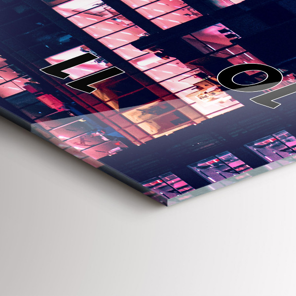 Ceas vertical de perete din sticlă Varșovia noaptea