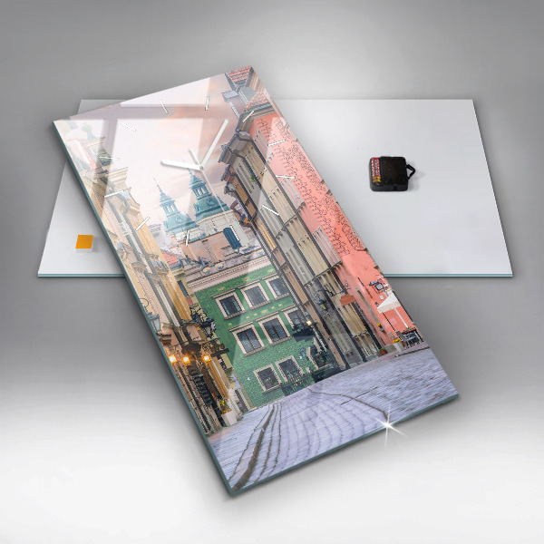 Ceas vertical de perete din sticlă Orașul Vechi din Varșovia