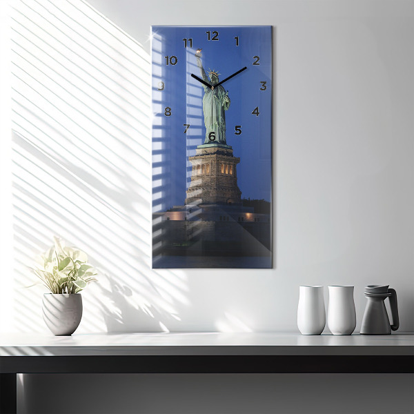 Ceas vertical de perete din sticlă Statuia Libertății New York