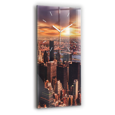 Ceas vertical de perete din sticlă Panorama orasului apusului