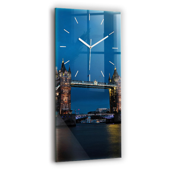 Ceas vertical de perete din sticlă Tower Bridge Londra noaptea