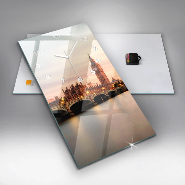 Ceas vertical de perete din sticlă Orizontul Big Ben a Londrei