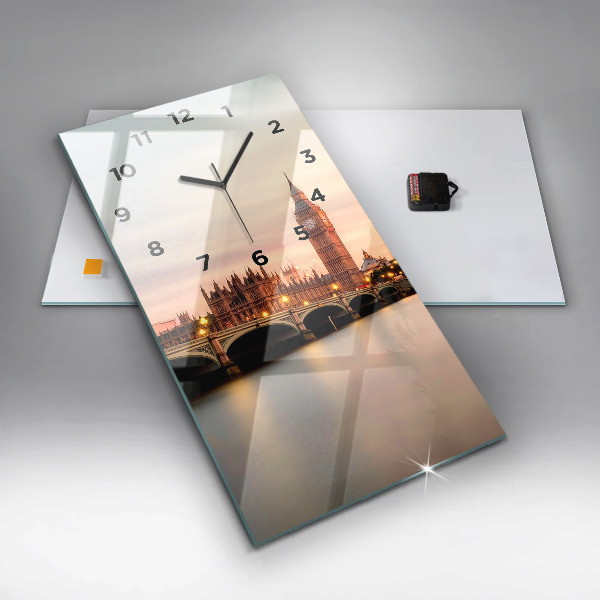 Ceas vertical de perete din sticlă Orizontul Big Ben a Londrei