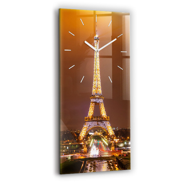 Ceas vertical de perete din sticlă Turnul Eiffel iluminat