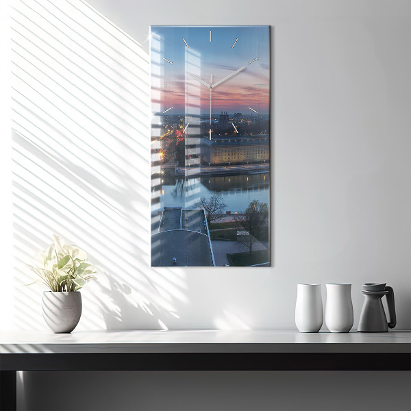 Ceas vertical de perete din sticlă Wrocław dintr-o dronă