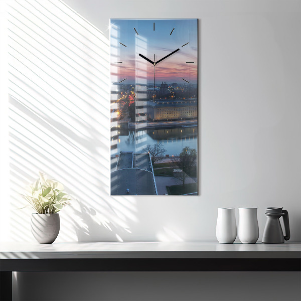 Ceas vertical de perete din sticlă Wrocław dintr-o dronă