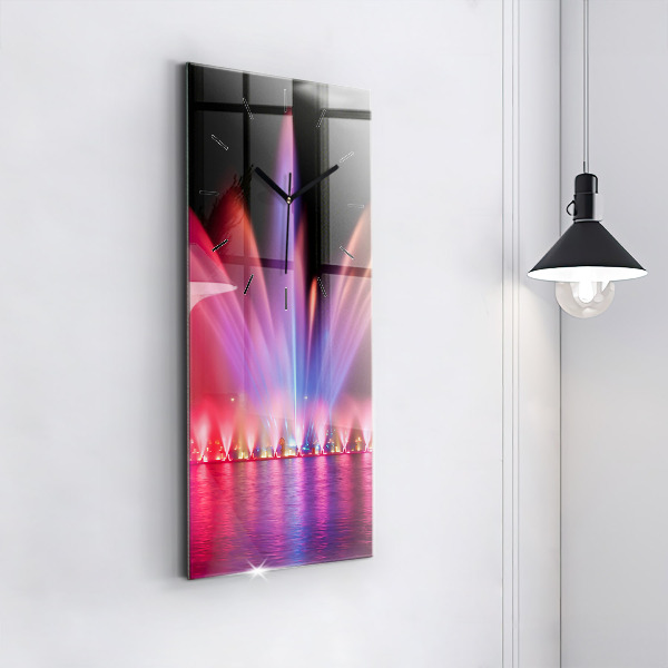 Ceas vertical de perete din sticlă Fântâna Wrocław noaptea