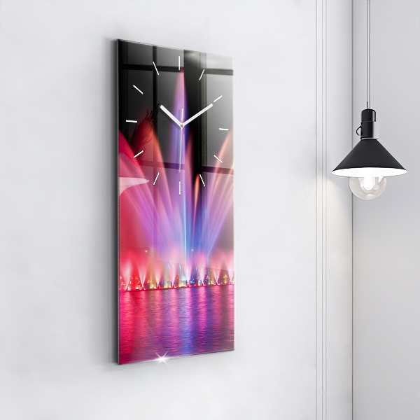 Ceas vertical de perete din sticlă Fântâna Wrocław noaptea