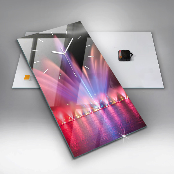 Ceas vertical de perete din sticlă Fântâna Wrocław noaptea