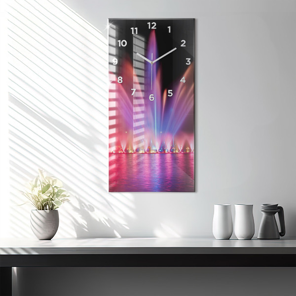 Ceas vertical de perete din sticlă Fântâna Wrocław noaptea