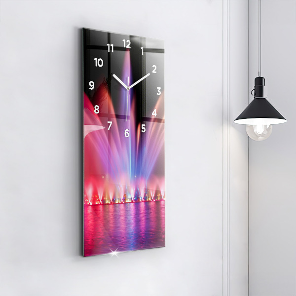 Ceas vertical de perete din sticlă Fântâna Wrocław noaptea