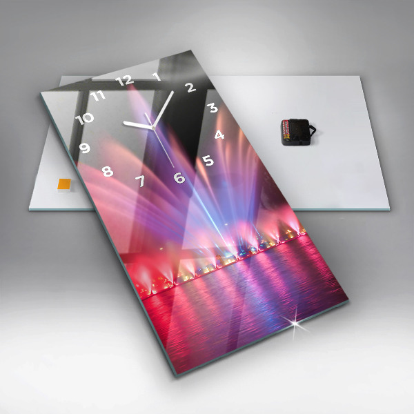 Ceas vertical de perete din sticlă Fântâna Wrocław noaptea