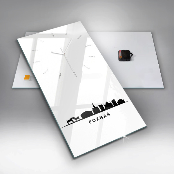 Ceas vertical de perete din sticlă Grafică panoramică Poznań