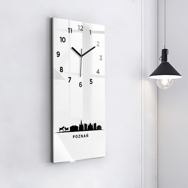Ceas vertical de perete din sticlă Grafică panoramică Poznań