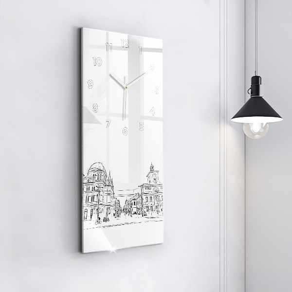 Ceas vertical de perete din sticlă Ilustrația orașului Poznań