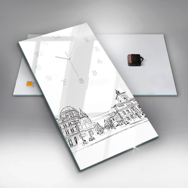 Ceas vertical de perete din sticlă Ilustrația orașului Poznań