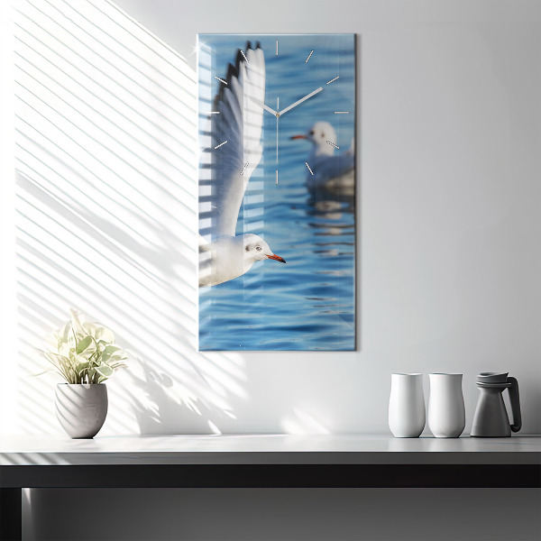 Ceas vertical de perete din sticlă Pescăruși în Gdynia