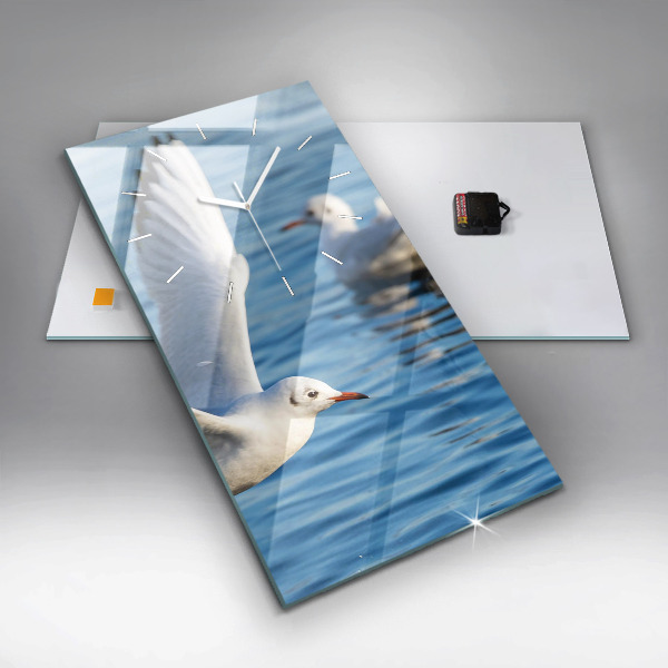 Ceas vertical de perete din sticlă Pescăruși în Gdynia