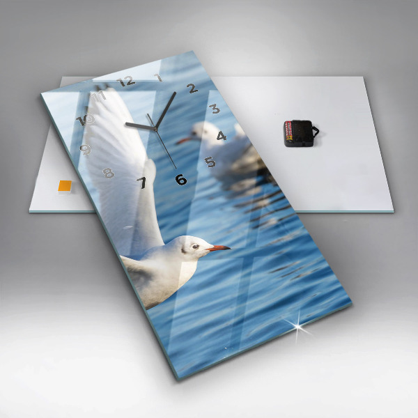 Ceas vertical de perete din sticlă Pescăruși în Gdynia