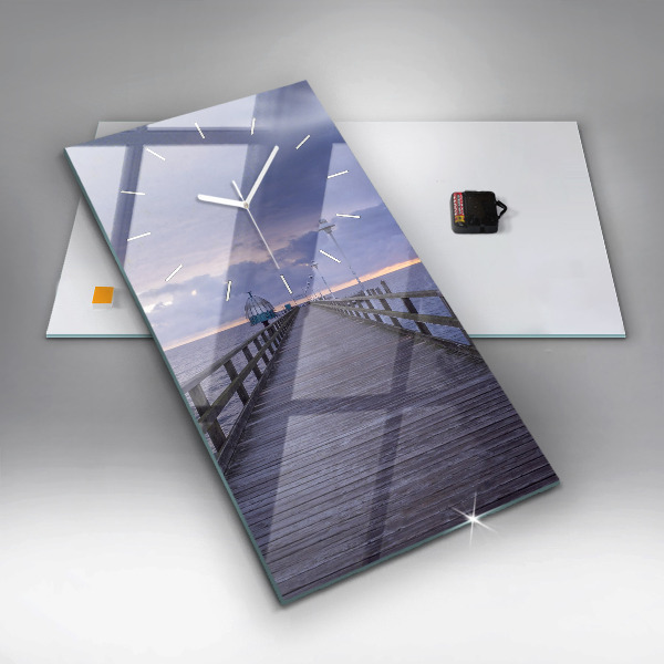 Ceas vertical de perete din sticlă Pier pe Marea Baltică