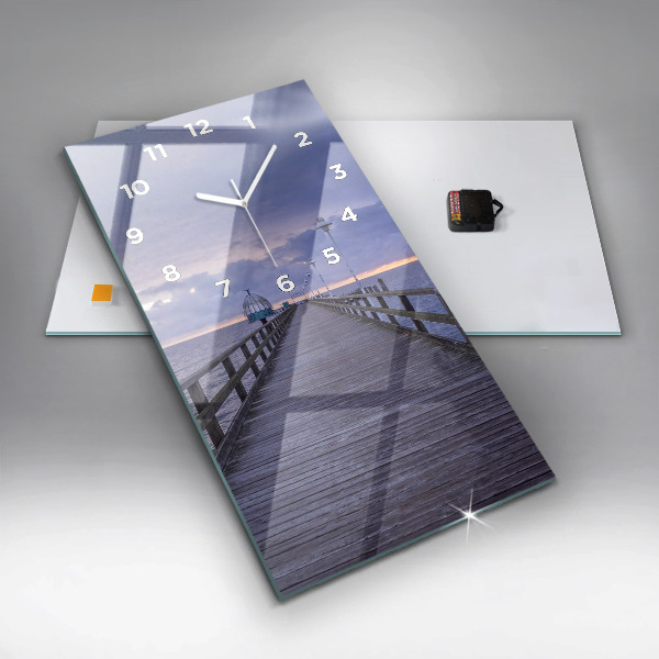 Ceas vertical de perete din sticlă Pier pe Marea Baltică