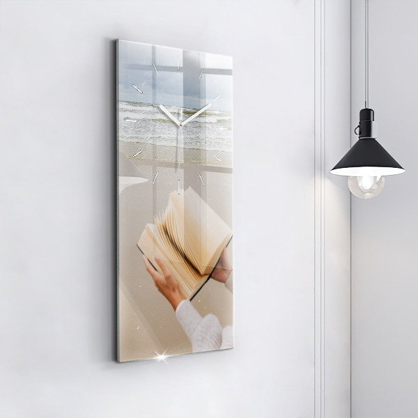 Ceas vertical de perete din sticlă Un moment cu o carte