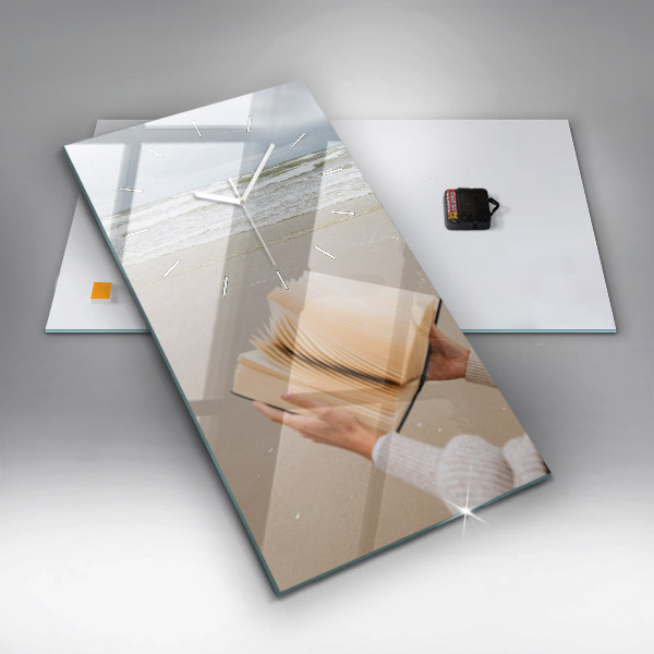 Ceas vertical de perete din sticlă Un moment cu o carte