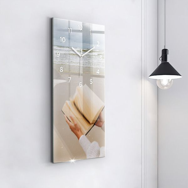 Ceas vertical de perete din sticlă Un moment cu o carte