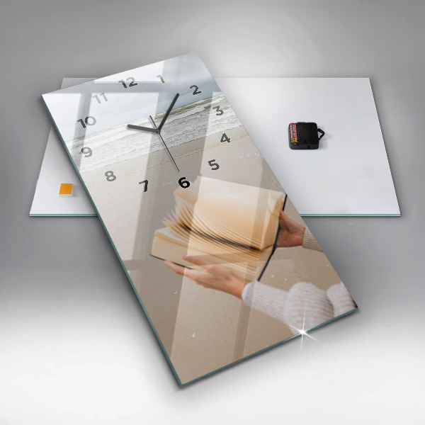 Ceas vertical de perete din sticlă Un moment cu o carte