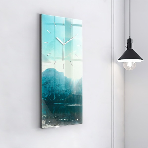 Ceas vertical de perete din sticlă Munte și râu în Polonia
