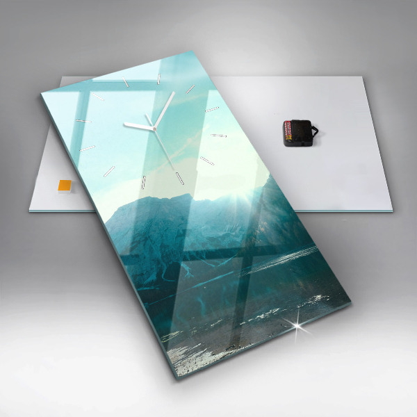 Ceas vertical de perete din sticlă Munte și râu în Polonia