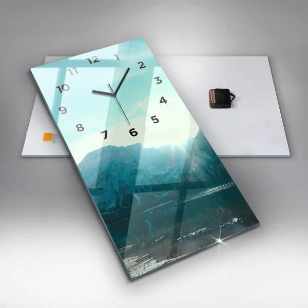 Ceas vertical de perete din sticlă Munte și râu în Polonia