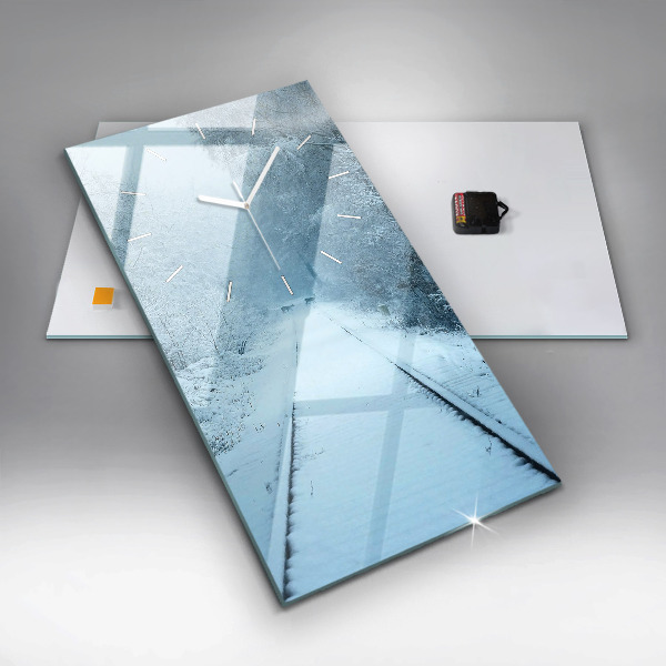 Ceas vertical de perete din sticlă Căprioare pe șine