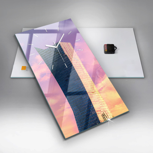 Ceas vertical de perete din sticlă Zgârie-nori din Varșovia