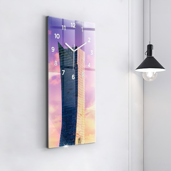 Ceas vertical de perete din sticlă Zgârie-nori din Varșovia