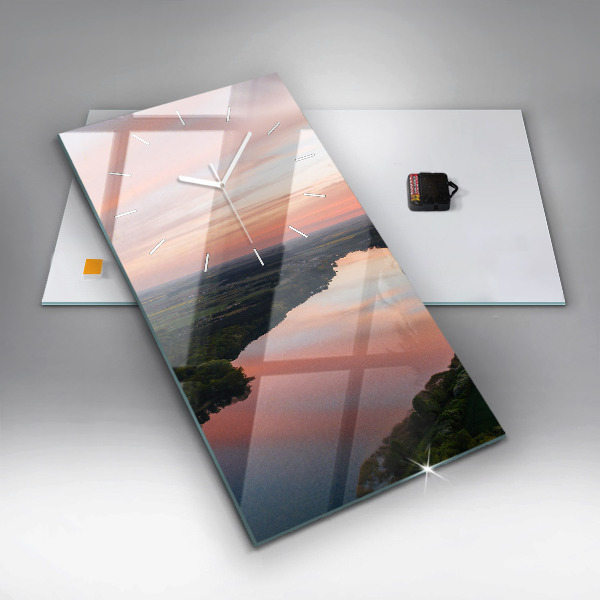 Ceas vertical de perete din sticlă Vedere la lac