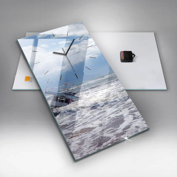 Ceas vertical de perete din sticlă Nava cu apă scufundată