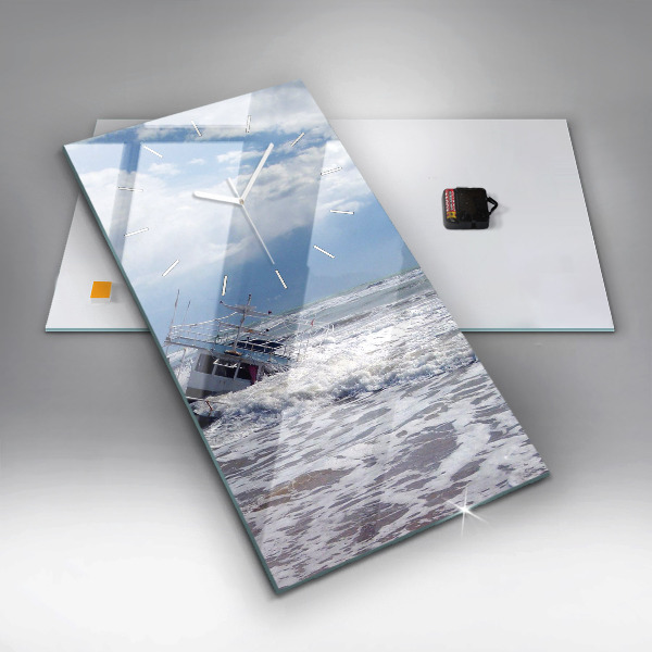 Ceas vertical de perete din sticlă Nava cu apă scufundată